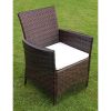 7 Piece Patio Dining Set with Cushions Poly Rattan Brown