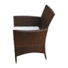 7 Piece Patio Dining Set with Cushions Poly Rattan Brown