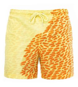 Discoloration In Water  Beach Sports Fitness Shorts  Quick-Drying Swimming Trunks  Temperature Change (Option: Yellow pattern-L)