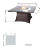 Aluminum Outdoor Dining Table Wicker Patio Gas Fire Pit Table in Brown (Table Only)