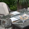 Aluminum Outdoor Dining Table Wicker Patio Gas Fire Pit Table in Brown (Table Only)